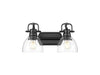 Golden - 3602-BA2 BLK-CLR - Two Light Vanity - Duncan - Matte Black
