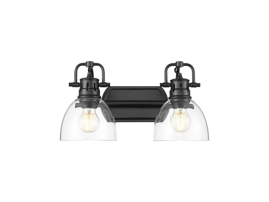 Golden - 3602-BA2 BLK-CLR - Two Light Vanity - Duncan - Matte Black