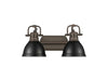 Golden - 3602-BA2 RBZ-BLK - Two Light Vanity - Duncan - Rubbed Bronze