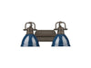 Golden - 3602-BA2 RBZ-NVY - Two Light Vanity - Duncan - Rubbed Bronze