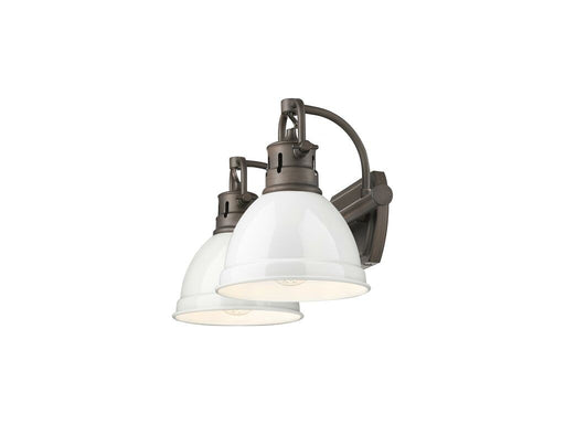 Golden - 3602-BA2 RBZ-WH - Two Light Vanity - Duncan - Rubbed Bronze