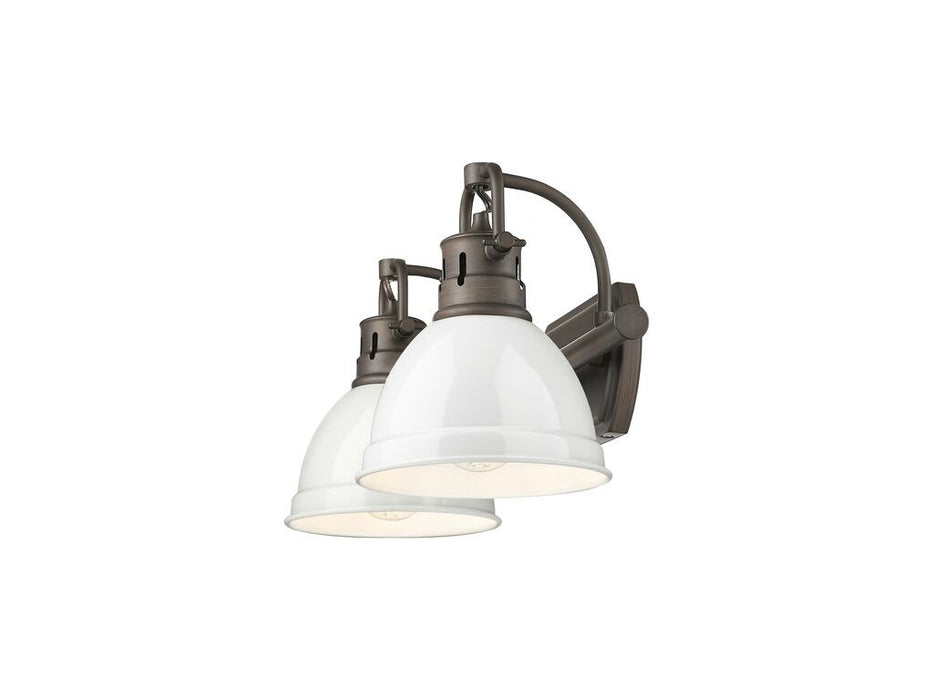 Golden - 3602-BA2 RBZ-WH - Two Light Vanity - Duncan - Rubbed Bronze