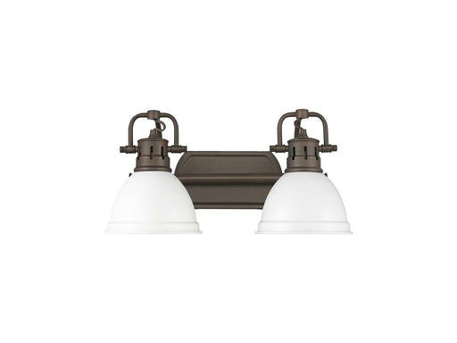 Golden - 3602-BA2 RBZ-WHT - Two Light Vanity - Duncan - Rubbed Bronze