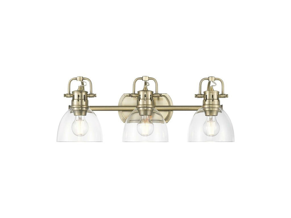 Golden - 3602-BA3 AB-CLR - Three Light Vanity - Duncan - Aged Brass
