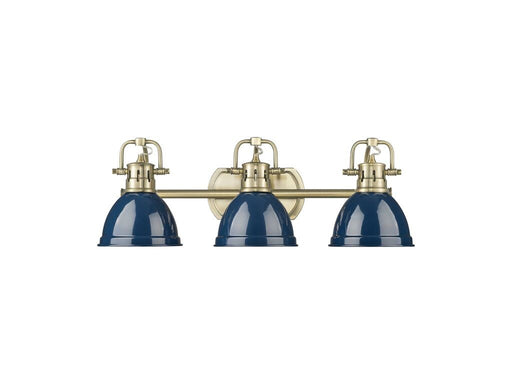 Golden - 3602-BA3 AB-NVY - Three Light Vanity - Duncan - Aged Brass