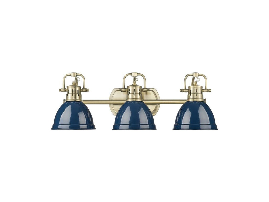 Golden - 3602-BA3 AB-NVY - Three Light Vanity - Duncan - Aged Brass
