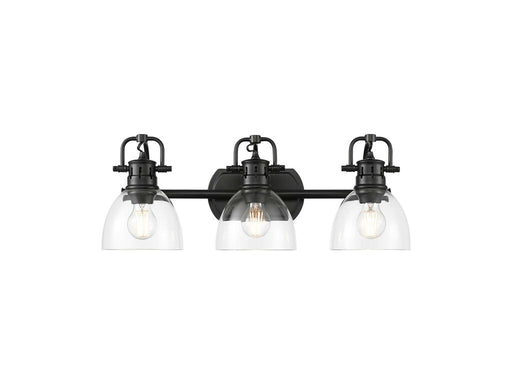 Golden - 3602-BA3 BLK-CLR - Three Light Vanity - Duncan - Matte Black
