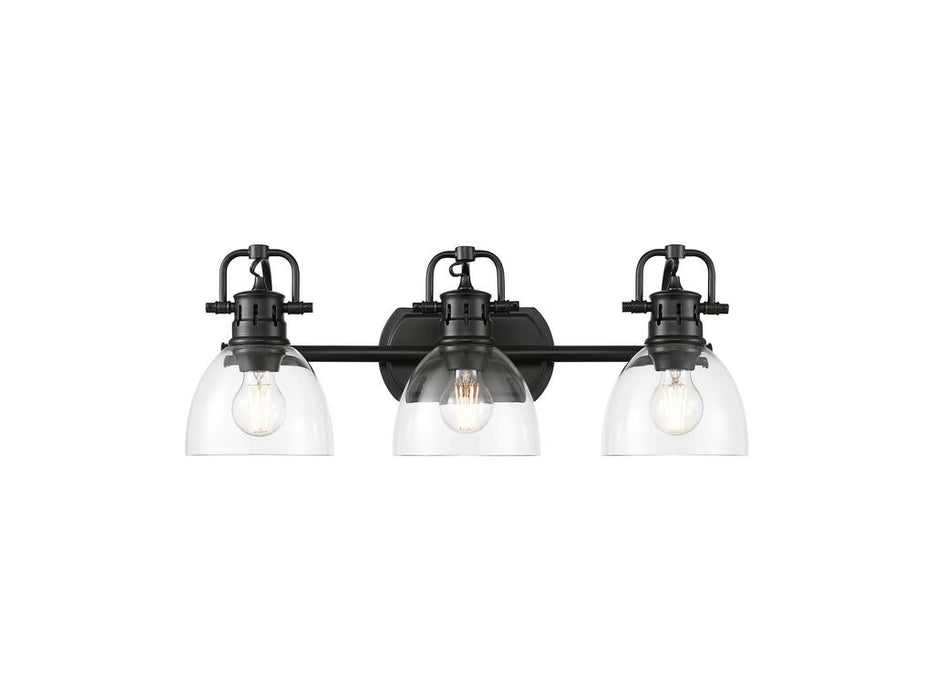 Golden - 3602-BA3 BLK-CLR - Three Light Vanity - Duncan - Matte Black