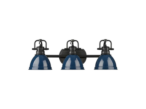 Golden - 3602-BA3 BLK-NVY - Three Light Vanity - Duncan - Matte Black