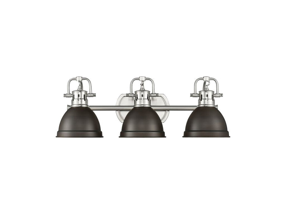 Golden - 3602-BA3 PW-RBZ - Three Light Vanity - Duncan - Pewter