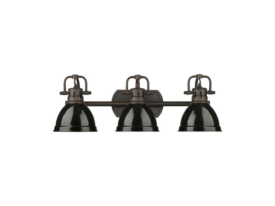 Golden - 3602-BA3 RBZ-BK - Three Light Vanity - Duncan - Rubbed Bronze