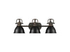Golden - 3602-BA3 RBZ-BLK - Three Light Vanity - Duncan - Rubbed Bronze