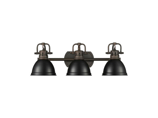 Golden - 3602-BA3 RBZ-BLK - Three Light Vanity - Duncan - Rubbed Bronze