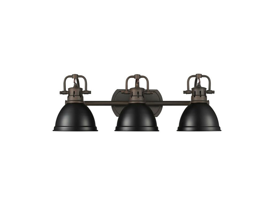 Golden - 3602-BA3 RBZ-BLK - Three Light Vanity - Duncan - Rubbed Bronze