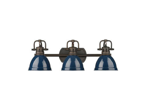Golden - 3602-BA3 RBZ-NVY - Three Light Vanity - Duncan - Rubbed Bronze