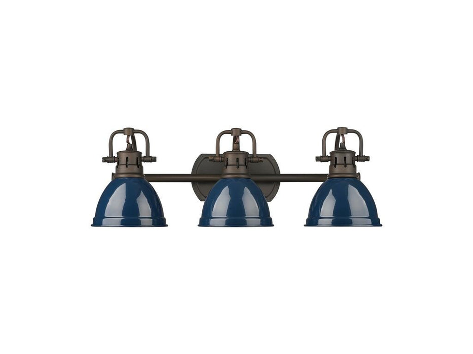 Golden - 3602-BA3 RBZ-NVY - Three Light Vanity - Duncan - Rubbed Bronze