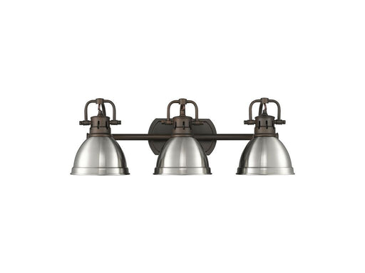 Golden - 3602-BA3 RBZ-PW - Three Light Vanity - Duncan - Rubbed Bronze