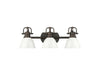 Golden - 3602-BA3 RBZ-WH - Three Light Vanity - Duncan - Rubbed Bronze