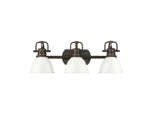 Golden - 3602-BA3 RBZ-WH - Three Light Vanity - Duncan - Rubbed Bronze