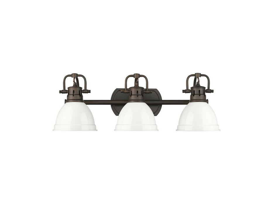 Golden - 3602-BA3 RBZ-WH - Three Light Vanity - Duncan - Rubbed Bronze