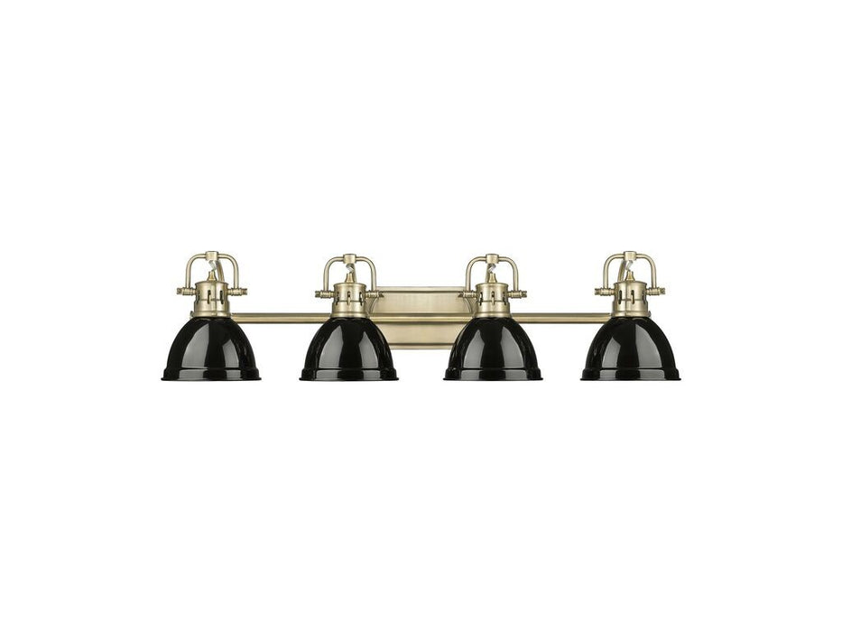 Golden - 3602-BA4 AB-BK - Four Light Vanity - Duncan - Aged Brass