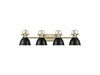 Golden - 3602-BA4 AB-BLK - Four Light Vanity - Duncan - Aged Brass