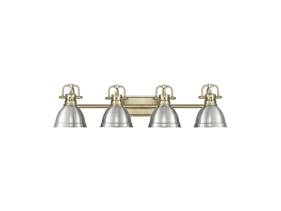 Golden - 3602-BA4 AB-PW - Four Light Vanity - Duncan - Aged Brass