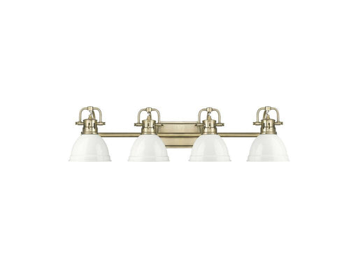 Golden - 3602-BA4 AB-WH - Four Light Vanity - Duncan - Aged Brass