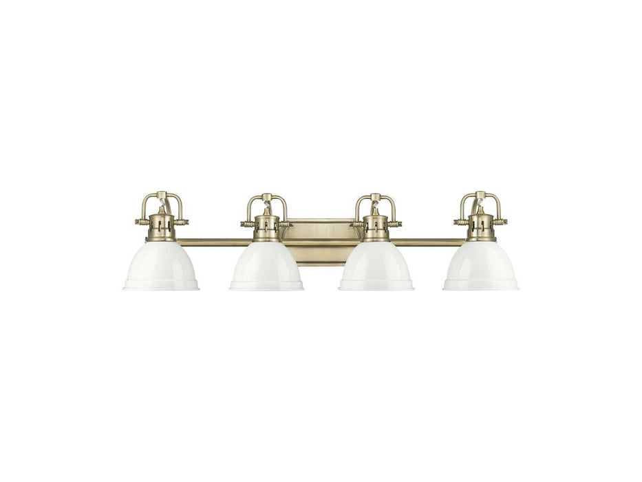Golden - 3602-BA4 AB-WH - Four Light Vanity - Duncan - Aged Brass