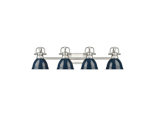 Golden - 3602-BA4 PW-NVY - Four Light Vanity - Duncan - Pewter