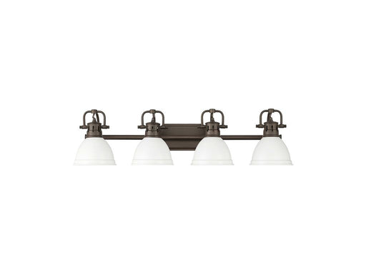 Golden - 3602-BA4 RBZ-WHT - Four Light Vanity - Duncan - Rubbed Bronze