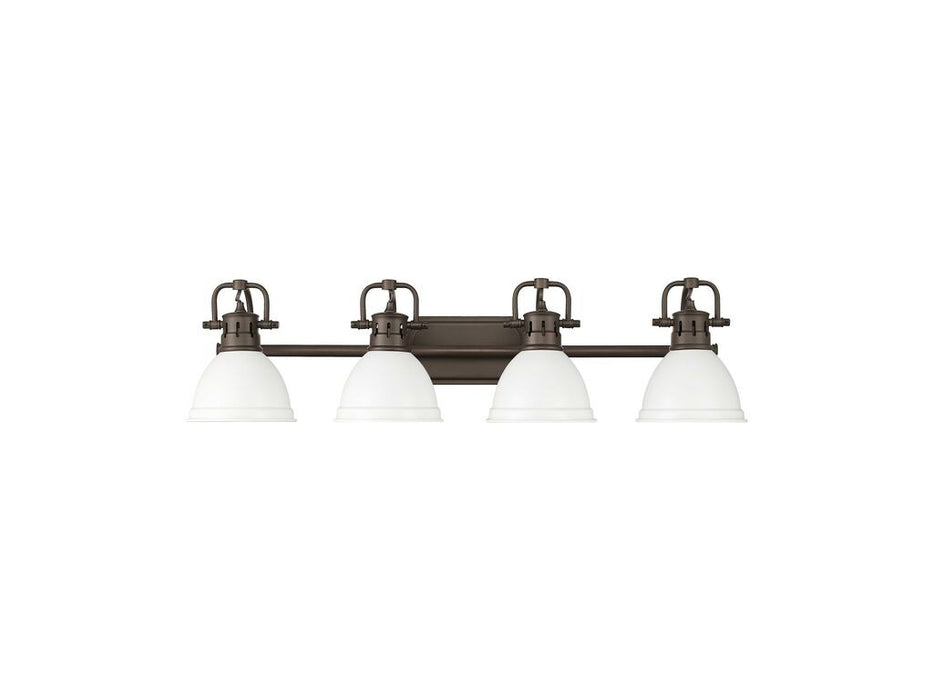 Golden - 3602-BA4 RBZ-WHT - Four Light Vanity - Duncan - Rubbed Bronze
