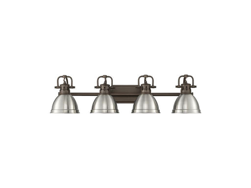 Golden - 3602-BA4 RBZ-PW - Four Light Vanity - Duncan - Rubbed Bronze