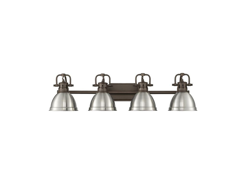 Golden - 3602-BA4 RBZ-PW - Four Light Vanity - Duncan - Rubbed Bronze