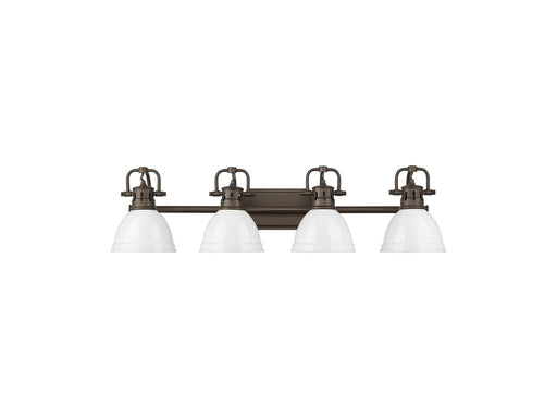 Golden - 3602-BA4 RBZ-WH - Four Light Vanity - Duncan - Rubbed Bronze
