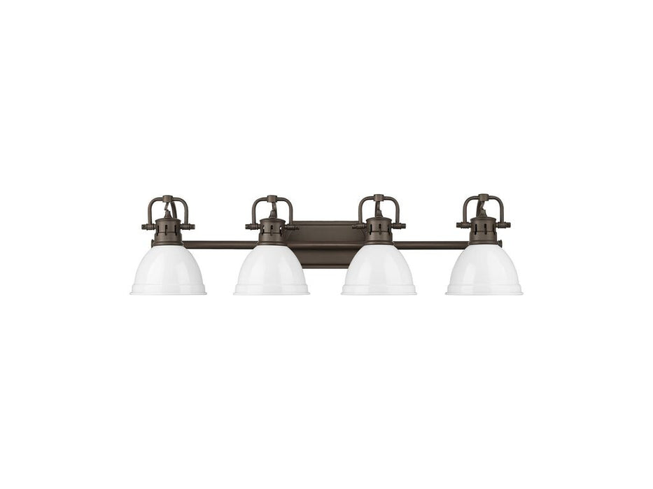 Golden - 3602-BA4 RBZ-WH - Four Light Vanity - Duncan - Rubbed Bronze