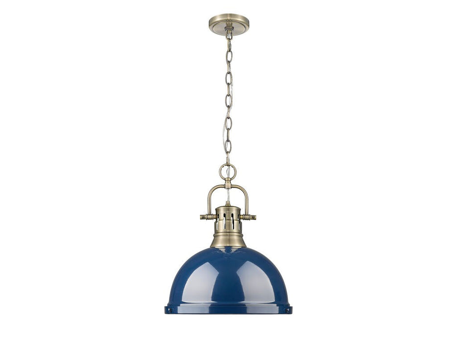 Golden - 3602-L AB-NVY - One Light Pendant - Duncan - Aged Brass