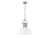 Golden - 3602-L AB-WHT - One Light Pendant - Duncan - Aged Brass