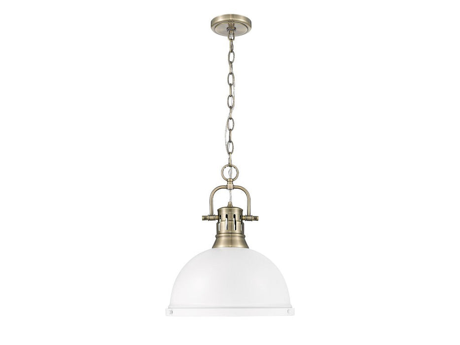 Golden - 3602-L AB-WHT - One Light Pendant - Duncan - Aged Brass