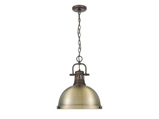Golden - 3602-L RBZ-AB - One Light Pendant - Duncan - Rubbed Bronze