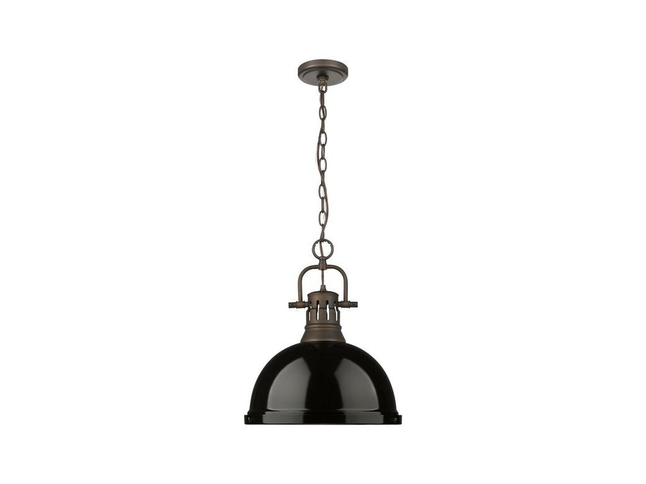 Golden - 3602-L RBZ-BK - One Light Pendant - Duncan - Rubbed Bronze