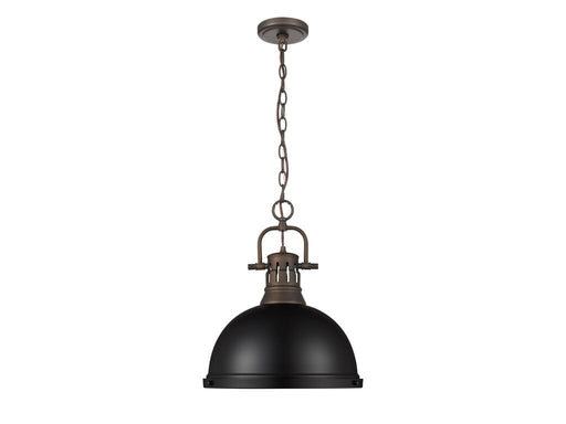 Golden - 3602-L RBZ-BLK - One Light Pendant - Duncan - Rubbed Bronze