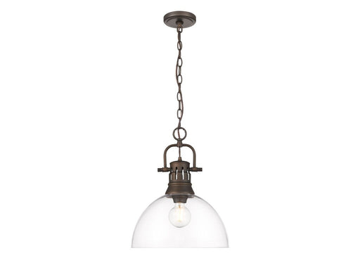 Golden - 3602-L RBZ-CLR - One Light Pendant - Duncan - Rubbed Bronze
