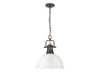 Golden - 3602-L RBZ-WH - One Light Pendant - Duncan - Rubbed Bronze