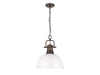 Golden - 3602-L RBZ-WHT - One Light Pendant - Duncan - Rubbed Bronze