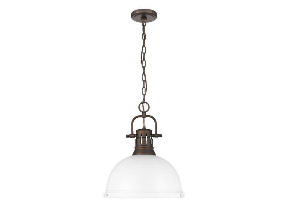 Golden - 3602-L RBZ-WHT - One Light Pendant - Duncan - Rubbed Bronze