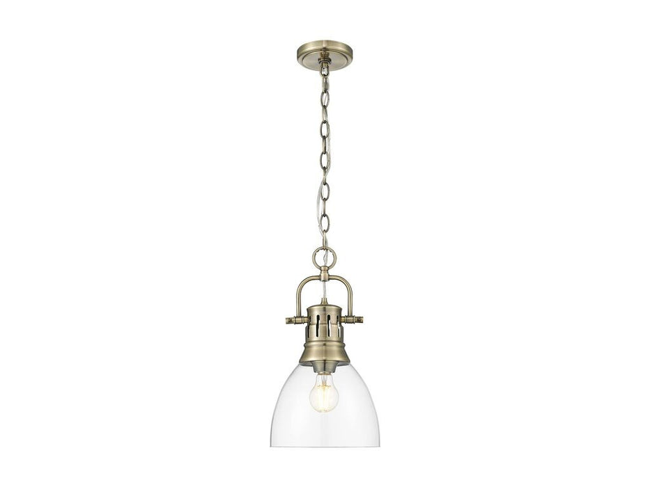 Golden - 3602-S AB-CLR - One Light Pendant - Duncan - Aged Brass