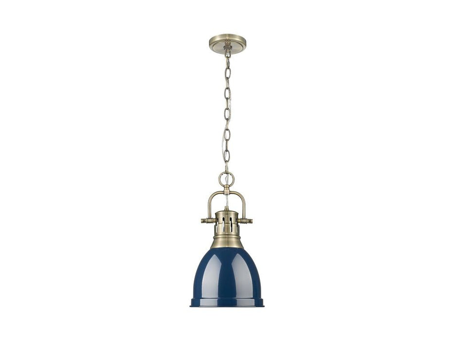 Golden - 3602-S AB-NVY - One Light Pendant - Duncan - Aged Brass