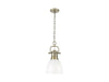 Golden - 3602-S AB-WHT - One Light Pendant - Duncan - Aged Brass