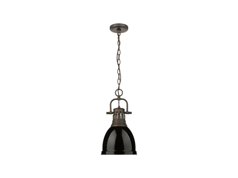 Golden - 3602-S RBZ-BK - One Light Pendant - Duncan - Rubbed Bronze